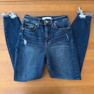 KanCan Dark Blue Distressed Ankle Jeans
